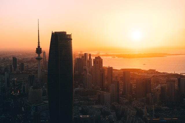 Kuwaiti skyline at dusk