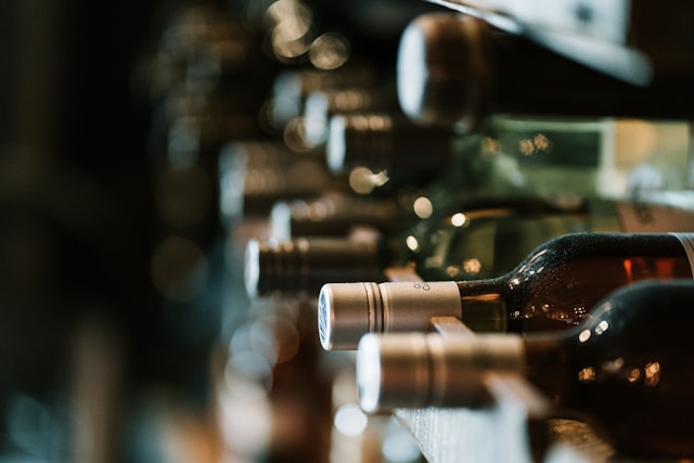 wine bottles in a wine cellar