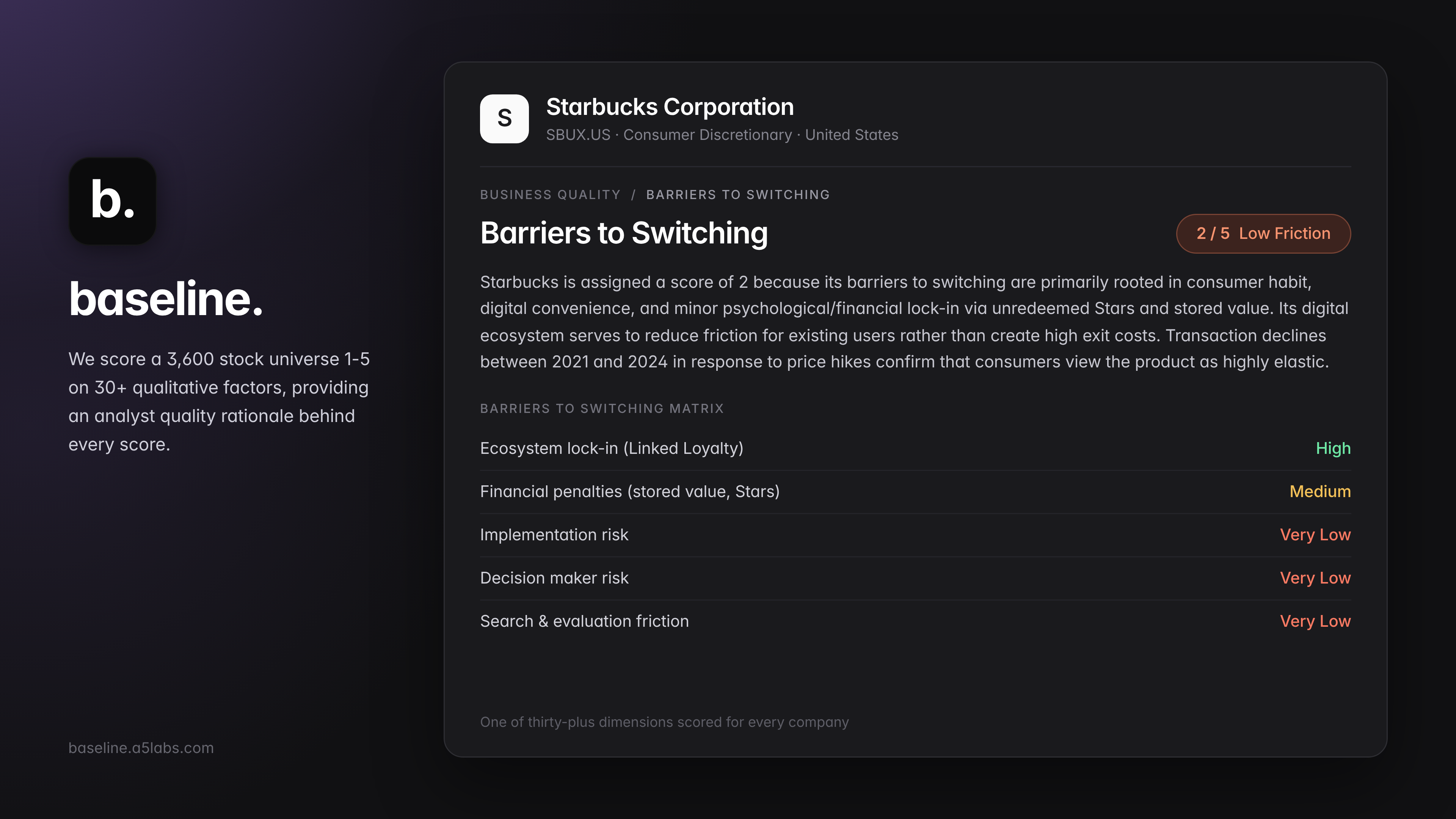 baseline barriers to switching information about starbucks