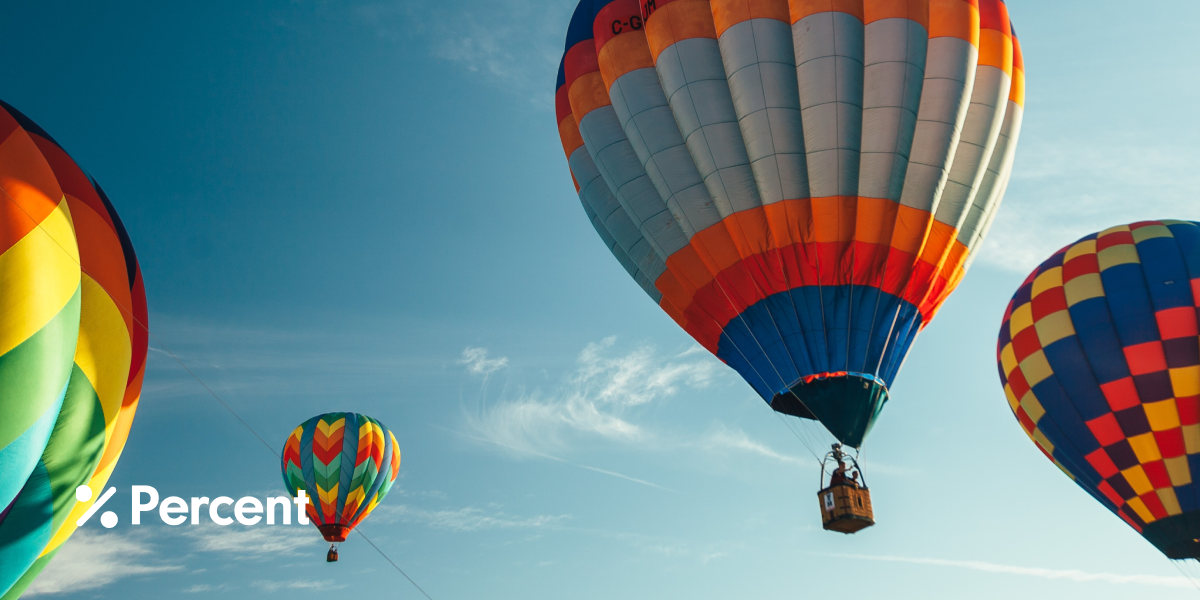 percent logo on hot air balloon
