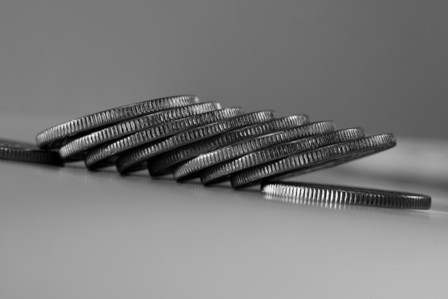 stack of coins fallen over