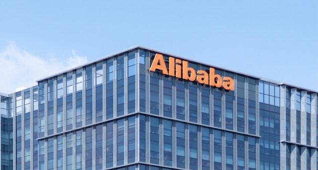 Alibaba office building showing company logo