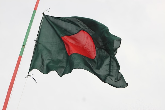Bangladeshi flag flying on pole