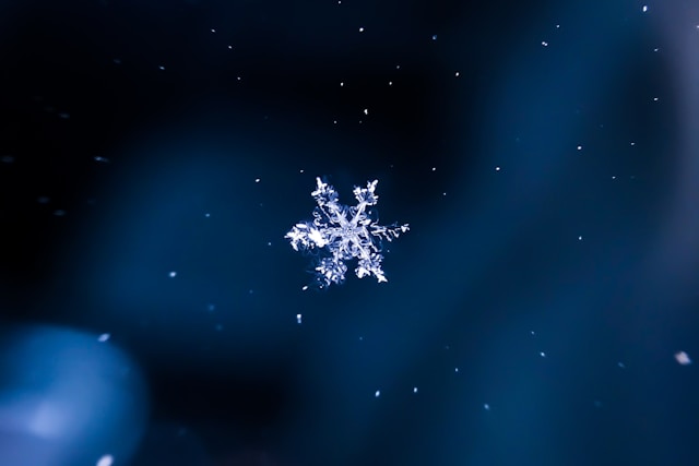 single snowflake suspended in air