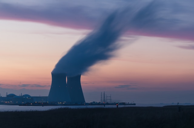 nuclear reactors with smoke out of stacks