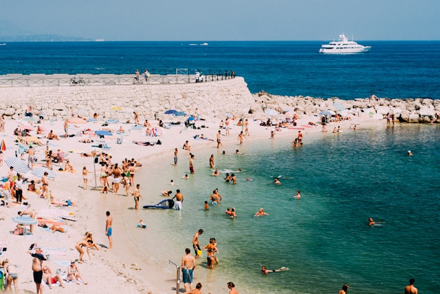 people at beach in france